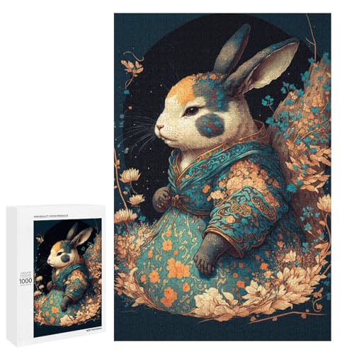 Puzzle für Erwachsene Kaninchen 1000 Teile Holzpuzzle für Erwachsene und Kinder ab 12 Jahren (75 x 50 cm) von linghhiming