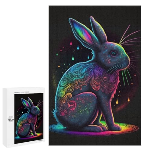 Puzzle für Erwachsene Kaninchen 1000 teiliges Holzpuzzle für Kinder ab 12 Jahren Lernspielzeug (75 x 50 cm) von linghhiming