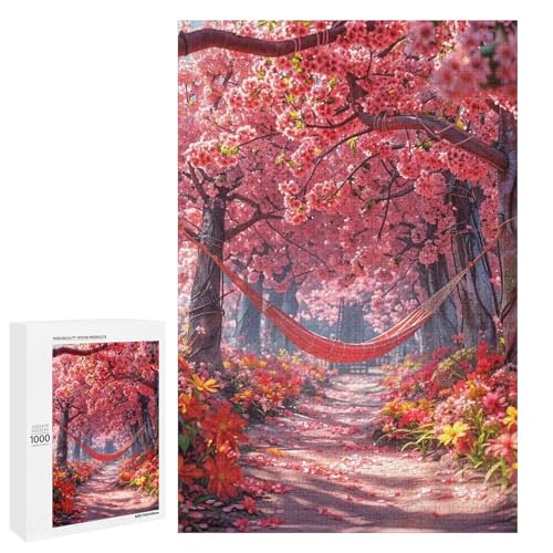 Puzzle für Erwachsene Kirschblütenlandschaft Puzzleteile rundes Holzpuzzle für Kinder ab 12 Jahren anspruchsvolles Spiel (75 x 50 cm) von linghhiming