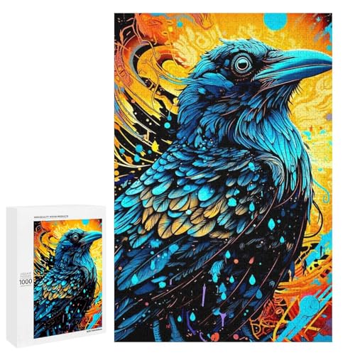 Puzzle für Erwachsene Krähe 1000 teiliges Holzpuzzle für Erwachsene und Kinder ab 12 Jahren (75 x 50 cm) von linghhiming