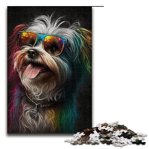 Puzzle für Erwachsene Kunst Bunte Hunde 1000 Teile Holzpuzzle für Kinder ab 14 Jahren Lernspielzeug 1000 Teile (75 x 50 cm) von linghhiming