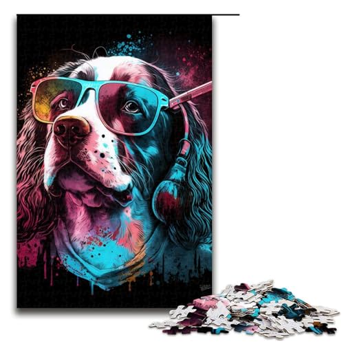 Puzzle für Erwachsene Kunst Bunte Hunde 1000 Teile Holzpuzzle für Kinder ab 14 Jahren Lernspielzeug 1000 Teile (75 x 50 cm) von linghhiming