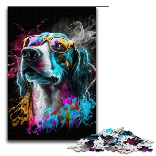 Puzzle für Erwachsene Kunst Bunte Hunde 1000 Teile Holzpuzzle für Kinder ab 14 Jahren anspruchsvolles Spiel 1000 Teile (75 x 50 cm) von linghhiming
