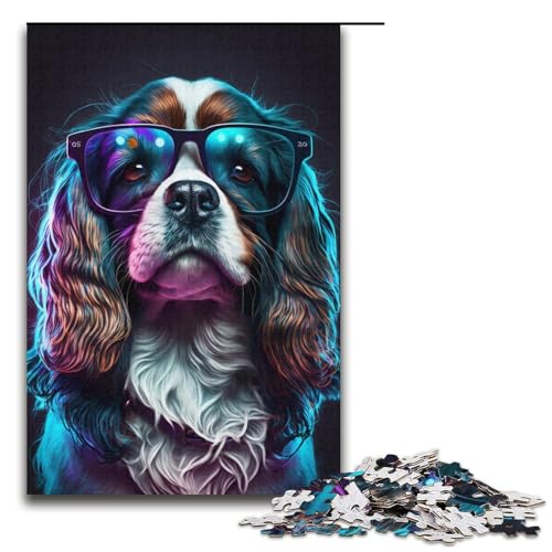 Puzzle für Erwachsene Kunst Bunte Hunde 1000-teiliges Papierpuzzle für Kinder ab 14 Jahren Lernspielzeug 1000 Teile (38 x 26 cm) von linghhiming
