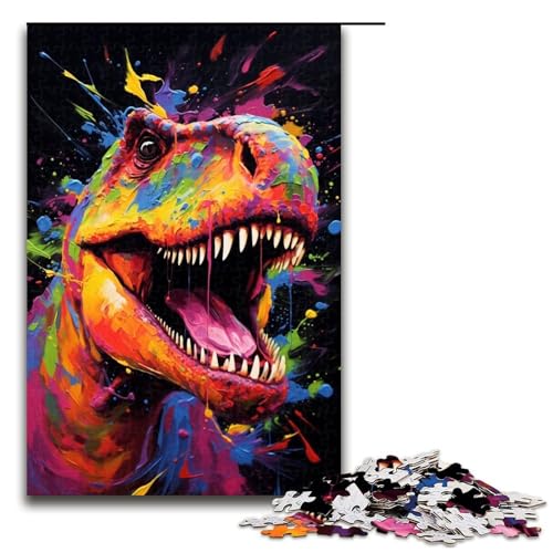 Puzzle für Erwachsene Kunst Dinosaurier Puzzle 1000 Teile Holzpuzzle für Kinder ab 14 Jahren anspruchsvolles Spiel 1000 Teile (75 x 50 cm) von linghhiming