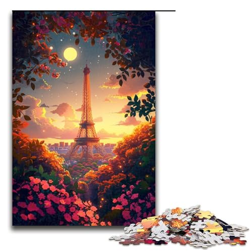 Puzzle für Erwachsene Kunst-Eiffelturm 1000-teiliges Holzpuzzle für Familienspiele 1000 Teile (75 x 50 cm) von linghhiming