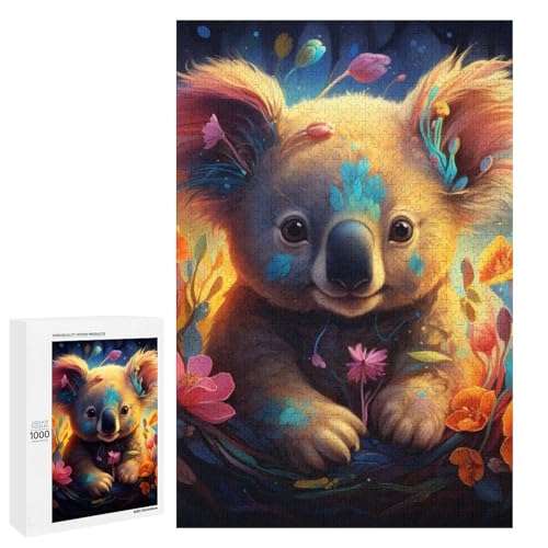 Puzzle für Erwachsene Kunst Koalas Puzzleteile rundes Holzpuzzle für Kinder ab 12 Jahren anspruchsvolles Spiel (75 x 50 cm) von linghhiming