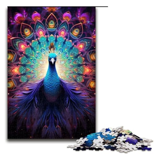 Puzzle für Erwachsene Kunst-Pfau 1000 Teile Holzpuzzle für Erwachsene und Kinder ab 14 Jahren 1000 Teile (75 x 50 cm) von linghhiming