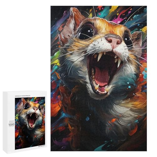 Puzzle für Erwachsene Kunst Tiermaus 1000 teiliges Holzpuzzle für Kinder ab 12 Jahren Lernspielzeug 75 x 50 cm von linghhiming