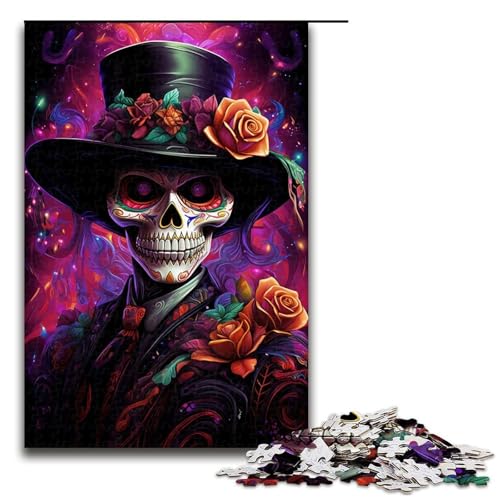 Puzzle für Erwachsene Kunst-Totenköpfe 1000-teiliges Holzpuzzle für Kinder ab 14 Jahren Heimdekoration 1000 Teile (75 x 50 cm) von linghhiming