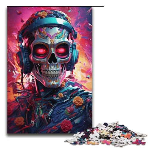 Puzzle für Erwachsene Kunst-Totenköpfe 1000-teiliges Papierpuzzle für Kinder ab 14 Jahren Lernspielzeug 1000 Teile (38 x 26 cm) von linghhiming
