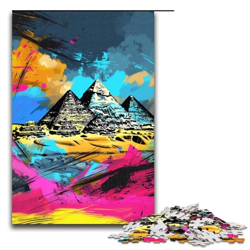 Puzzle für Erwachsene Kunst altägyptische Pyramiden 1000 Teile Holzpuzzle für Erwachsene und Kinder ab 14 Jahren Lernspielzeug 1000 Teile (75 x 50 cm) von linghhiming