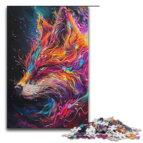 Puzzle für Erwachsene Kunst bunter Fuchs 1000 Teile Papierpuzzle für Kinder ab 14 Jahren anspruchsvolles Spiel 1000 Teile (38 x 26 cm) von linghhiming