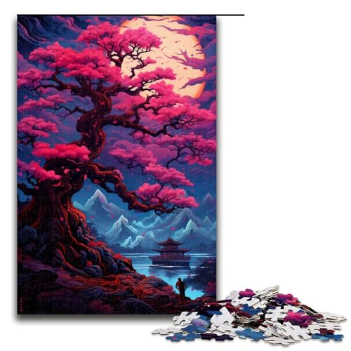 Puzzle für Erwachsene Kunst und Landschaft im japanischen Stil 1000 teiliges Holzpuzzle für Kinder ab 14 Jahren Lernspielzeug 1000 Teile (75 x 50 cm) von linghhiming