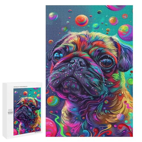 Puzzle für Erwachsene Kunsthund 1000 Teile Holzpuzzle für Kinder ab 12 Jahren Heimdekoration 75 x 50 cm von linghhiming