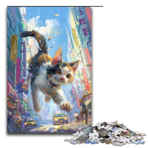 Puzzle für Erwachsene Kunstkatze 1000 Teile Holzpuzzle für Kinder ab 14 Jahren Heimdekoration 1000 Teile (75 x 50 cm) von linghhiming