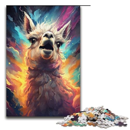 Puzzle für Erwachsene Lama_bunt 1000 Teile Papierpuzzle für Erwachsene und Kinder ab 14 Jahren Lernspielzeug 1000 Teile (38 x 26 cm) von linghhiming