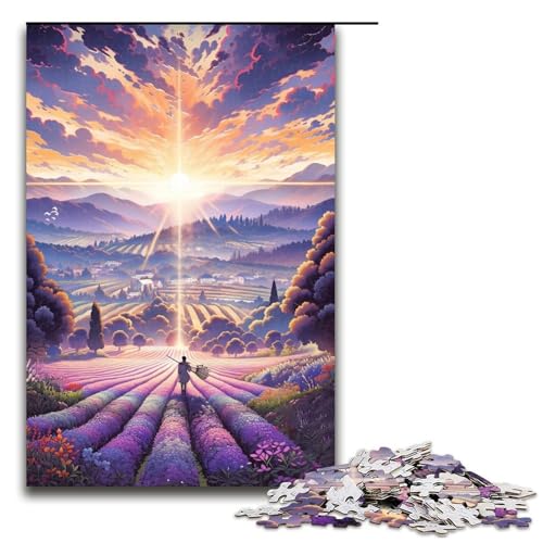 Puzzle für Erwachsene Lavendelfelder in der Provence Frankreich 1000 Teile Holzpuzzle für Erwachsene und Kinder ab 14 Jahren Lernspielzeug 1000 Teile (75 x 50 cm) von linghhiming