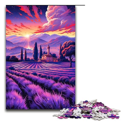 Puzzle für Erwachsene Lavendelfelder in der Provence Frankreich 1000 Teile Holzpuzzle für Kinder ab 14 Jahren anspruchsvolles Spiel 1000 Teile (75 x 50 cm) von linghhiming