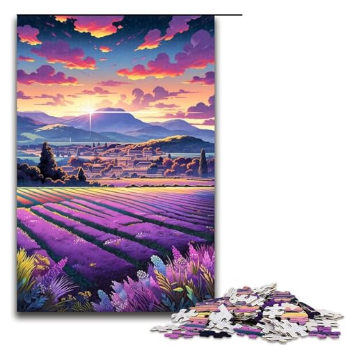 Puzzle für Erwachsene Lavendelfelder in der Provence Frankreich 1000 Teile Puzzle Holzpuzzle für Erwachsene und Kinder ab 14 Jahren 1000 Teile (75 x 50 cm) von linghhiming