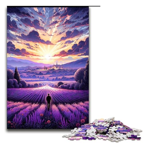 Puzzle für Erwachsene Lavendelfelder in der Provence Frankreich 1000 teiliges Holzpuzzle für Familienspiele 1000 Teile (75 x 50 cm) von linghhiming