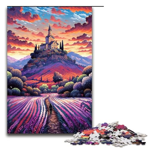 Puzzle für Erwachsene Lavendelfelder in der Provence Frankreich 1000 teiliges Holzpuzzle für Kinder ab 14 Jahren Heimdekoration 1000 Teile (75 x 50 cm) von linghhiming