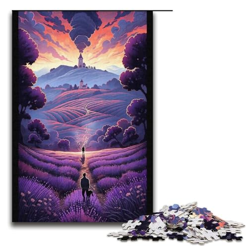Puzzle für Erwachsene Lavendelfelder in der Provence Frankreich 1000 teiliges Papierpuzzle für Familienspiele 1000 Teile (38 x 26 cm) von linghhiming