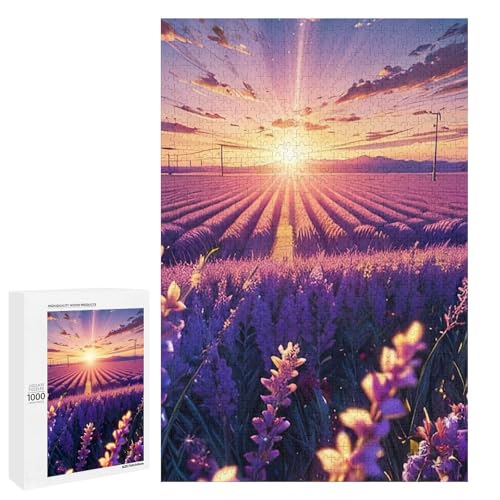 Puzzle für Erwachsene Lavendelgarten 1000 Teile Holzpuzzle für Erwachsene und Kinder ab 12 Jahren (75 x 50 cm) von linghhiming