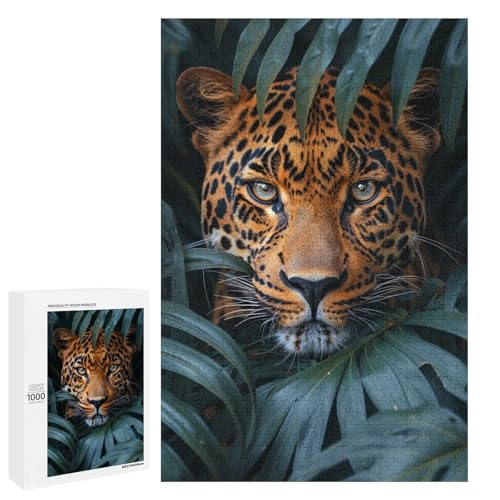 Puzzle für Erwachsene Leopard 1000 teiliges Holzpuzzle für Familienspiele (75 x 50 cm) von linghhiming