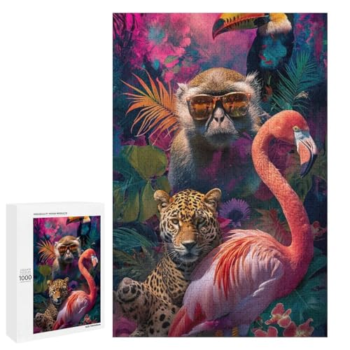 Puzzle für Erwachsene Leopard 1000 teiliges Holzpuzzle für Kinder ab 12 Jahren Lernspielzeug (75 x 50 cm) von linghhiming