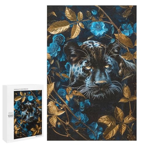 Puzzle für Erwachsene Leopard 1000 teiliges Holzpuzzle für Kinder ab 12 Jahren Lernspielzeug (75 x 50 cm) von linghhiming