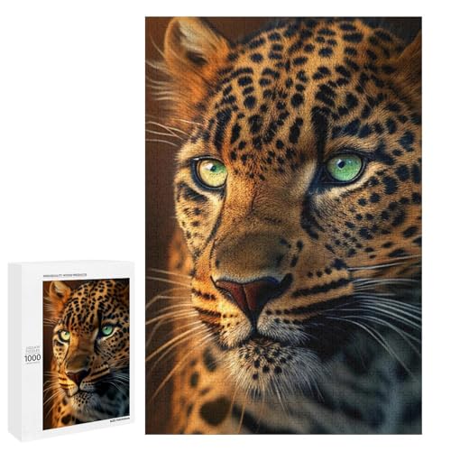 Puzzle für Erwachsene Leopardenporträts 1000 Teile Holzpuzzle für Erwachsene und Kinder ab 12 Jahren (75 x 50 cm) von linghhiming