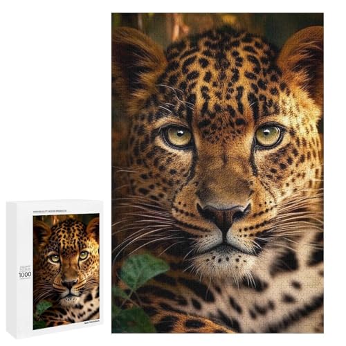 Puzzle für Erwachsene Leopardenporträts 1000 teiliges Holzpuzzle für Kinder ab 12 Jahren Lernspielzeug (75 x 50 cm) von linghhiming
