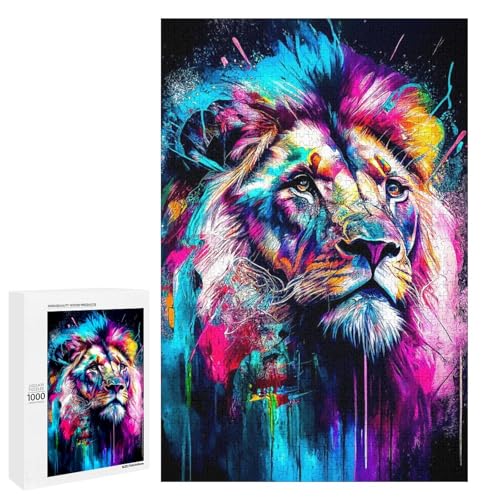 Puzzle für Erwachsene Löwe 1000 Teile Holzpuzzle für Erwachsene und Kinder ab 12 Jahren (75 x 50 cm) von linghhiming
