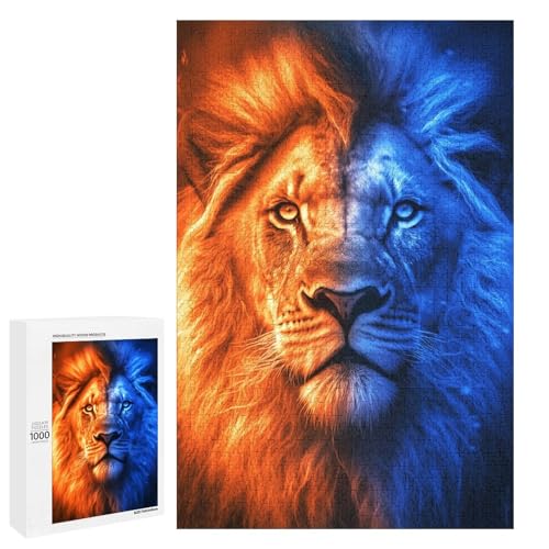 Puzzle für Erwachsene Löwe 1000 Teile Holzpuzzle für Kinder ab 12 Jahren anspruchsvolles Spiel (75 x 50 cm) von linghhiming