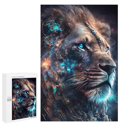 Puzzle für Erwachsene Löwe 1000 teiliges Holzpuzzle für Kinder ab 12 Jahren Lernspielzeug (75 x 50 cm) von linghhiming