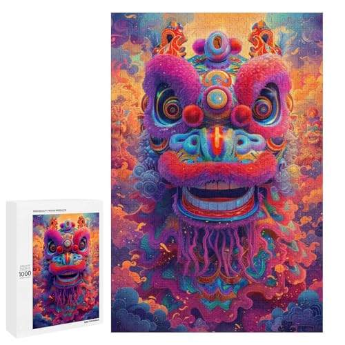 Puzzle für Erwachsene Löwen 1000 Teile Holzpuzzle für Kinder ab 12 Jahren Heimdekoration (75 x 50 cm) von linghhiming