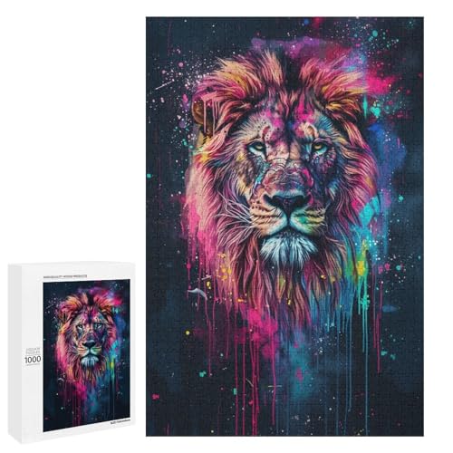 Puzzle für Erwachsene Löwen 1000 teiliges Holzpuzzle für Kinder ab 12 Jahren Lernspielzeug (75 x 50 cm) von linghhiming