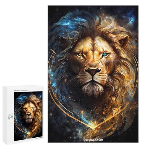 für Erwachsene Puzzle Löwen 1000 teiliges Holzpuzzle für Erwachsene und Kinder ab 12 Jahren (75 x 50 cm) von linghhiming