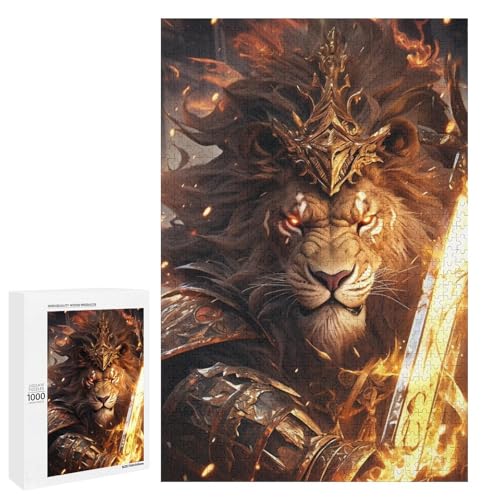 Puzzle für Erwachsene Löwenkrieger 1000 Teile Holzpuzzle für Kinder ab 12 Jahren anspruchsvolles Spiel (75 x 50 cm) von linghhiming