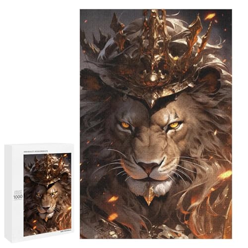 Puzzle für Erwachsene Löwenkrieger 1000 Teile Holzpuzzle für Kinder ab 12 Jahren anspruchsvolles Spiel (75 x 50 cm) von linghhiming