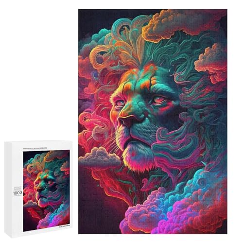 Puzzle für Erwachsene Magischer Löwe 1000 teiliges Holzpuzzle für Kinder ab 12 Jahren Lernspielzeug (75 x 50 cm) von linghhiming