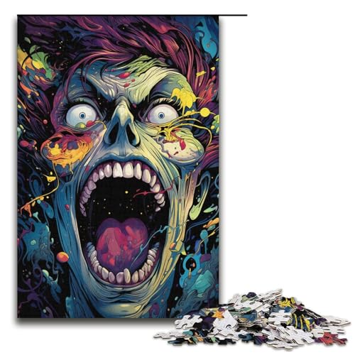 Puzzle für Erwachsene Malen Bunte Zombies 1000 teiliges Papierpuzzle für Kinder ab 14 Jahren Lernspielzeug 1000 Teile (38 x 26 cm) von linghhiming