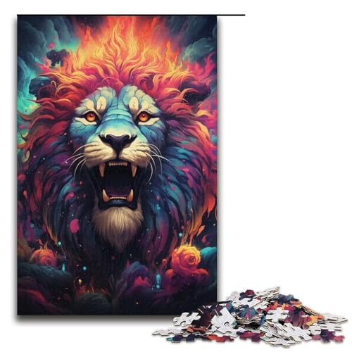 Puzzle für Erwachsene Malen Fantasy Magic Lion 1000 teiliges Papierpuzzle für Familienspiele 1000 Teile (38 x 26 cm) von linghhiming