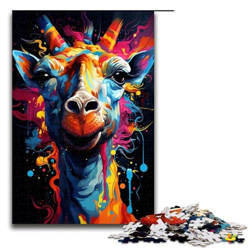 Puzzle für Erwachsene Malen Farbe Giraffe 1000 Teile Holzpuzzle für Kinder ab 14 Jahren Lernspielzeug 1000 Teile (75 x 50 cm) von linghhiming