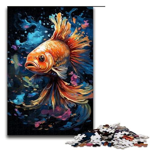 Puzzle für Erwachsene Malen Farbe Goldfisch 1000 teiliges Holzpuzzle für Kinder ab 14 Jahren Lernspielzeug 1000 Teile (75 x 50 cm) von linghhiming
