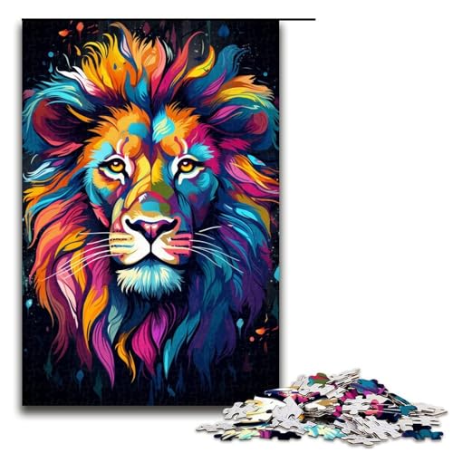 Puzzle für Erwachsene Malen Farbe Löwe 1000 Teile Holzpuzzle für Kinder ab 14 Jahren Heimdekoration 1000 Teile (75 x 50 cm) von linghhiming
