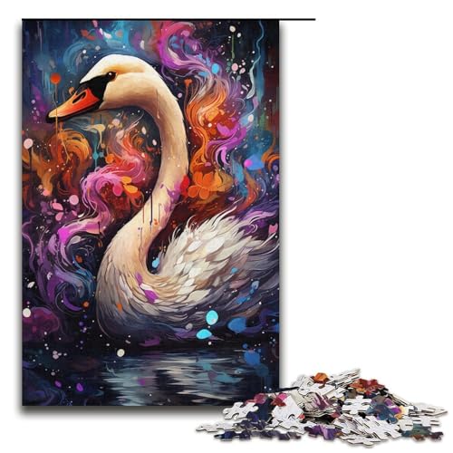 Puzzle für Erwachsene Malen Farbe Schwan 1000 Teile Papierpuzzle für Kinder ab 14 Jahren Lernspielzeug 1000 Teile (38 x 26 cm) von linghhiming