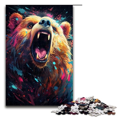 Puzzle für Erwachsene Malen Farbe Sternenhimmel Bär 1000 Teile Holzpuzzle für Familienspiele 1000 Teile (75 x 50 cm) von linghhiming
