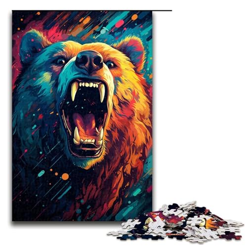 Puzzle für Erwachsene Malen Farbe Sternenhimmel Bär 1000 Teile Holzpuzzle für Familienspiele 1000 Teile (75 x 50 cm) von linghhiming